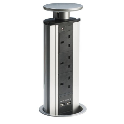 Eld Powerport 3 X 13A Pop Up Sockets With Twin Usb Outlets from B&Q