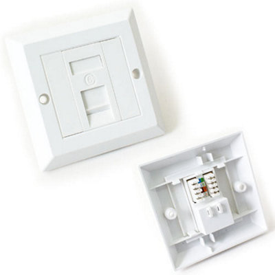 B&Q Single Port Cat6 Idc Wall Outlet Face Plate 1 Way Rj45 Network Ethernet Socket