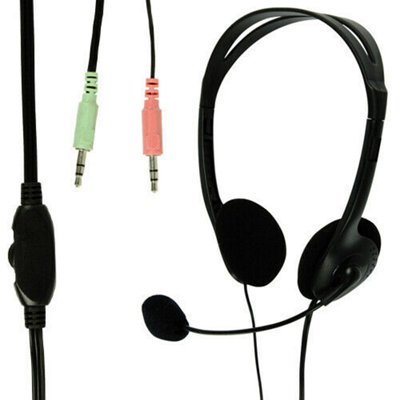 3.5mm Stereo Headphones & Microphone Mic Adjustable Gaming Headset Voip Skype from B&Q