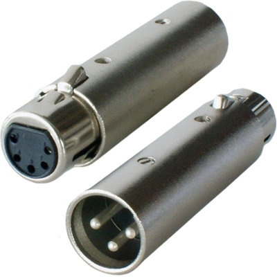 3 Pin Xlr Male To 5 Pin Xlr Female Dmx Adapter Lighting Audio Barrel Converter