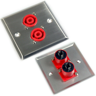 Loops Dual 4 Pole Speaker Cable Socket Outlet Wall Face Plate Spkon Solder Coupler - Image 3