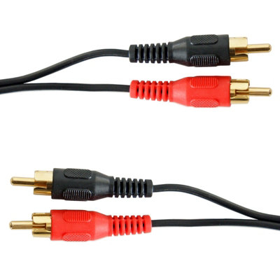  - Gold 5M Twin Dual 2 Rca Stereo Male To Plug Cable Lead Audio Phono Amplifier