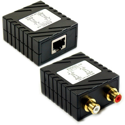  - 2 Rca Audio Cable Extender Balun Up To 300M Cat5E Cat6 Phono Long Distance
