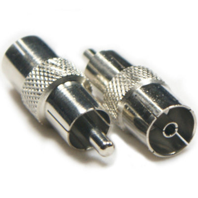  - 1 Rca Phono Male To Digital Tv Aerial Female Socket Adapter Video Converter Plug