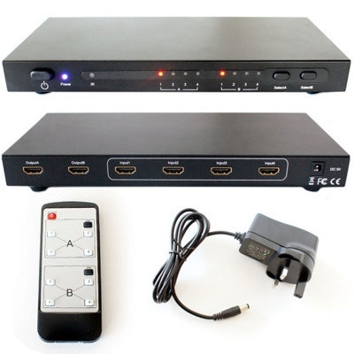 4X2 Hdmi Matrix Full Hd Input Output Multi Room Distribution Splitter/switch Box from B&Q