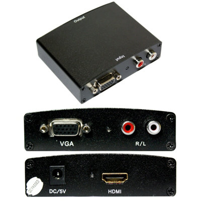  - Vga & 2 Rca Audio To Hdmi Converter 1080P Cable Adapter Device Laptop/pc To Tv