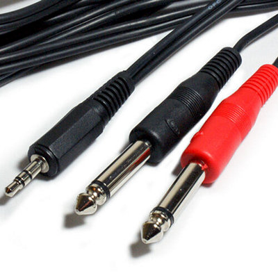 3M 3.5mm Stereo Male To 2X 6.35mm 1/4" Mono Plug Jack Cable Lead Mixer Splitter