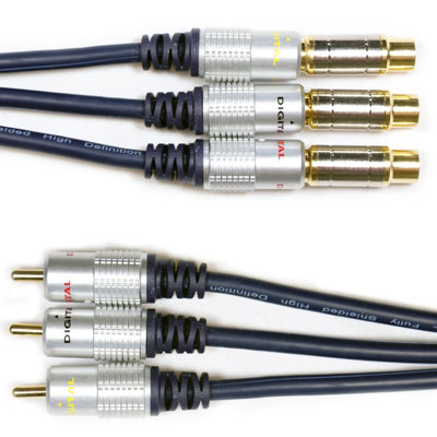  - 5M Av Extension Cable Triple 3 Rca Phono Male To Female Lead Audio Video