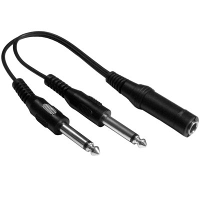  - 6.35mm 1/4" Mono Y Splitter Adapter Cable 2X Male To Female Socket Microphone Jack