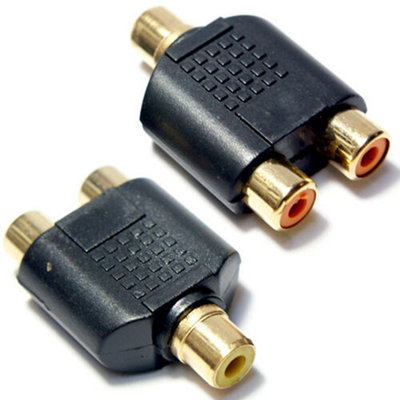  - 3X 1 Rca To 2X Phono Female Y Splitter Adapter Audio Video T Split Switch Block