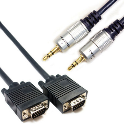  - 10M Pc/laptop To Tv Cable KitVga Svga Male Cable & 3.5mm Jack Plug Audio Lead