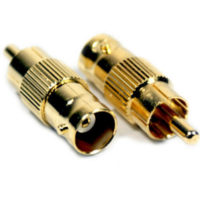 B&Q Rca Phono Plug To Bnc Female Adapter Cctv Video Camera Dvr Converter Socket Gold