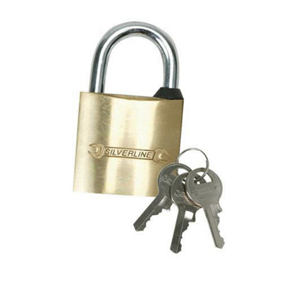 30mm Brass Padlock 5mm Steel Shackle Diameter 3 Brass Keys Security Lock from B&Q