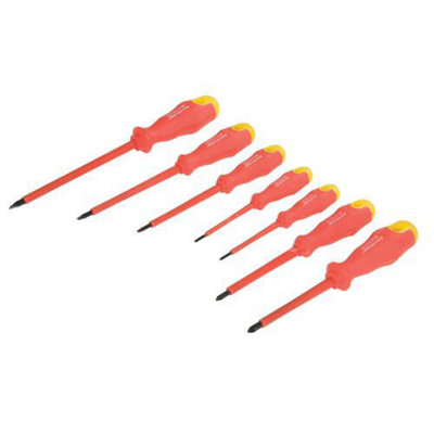 B&Q 7 Piece Insulated Soft Grip Screwdriver Set Slotted & Phillips Electrician