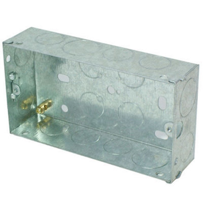 B&Q 47Mm Twin Double Metal Flush Mounted Back Box 2 Gang Brick Wall Hole Pattress Light