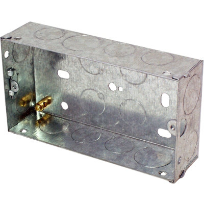 5X 47mm Twin Double Metal Flush Mounted Back Box 1 Gang Brick Wall Hole Pattress from B&Q