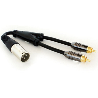 B&Q Xlr Male To 2 Rca Phono Plugs Y Splitter Cable Adapter Mixer Amp Audio Mic Dj
