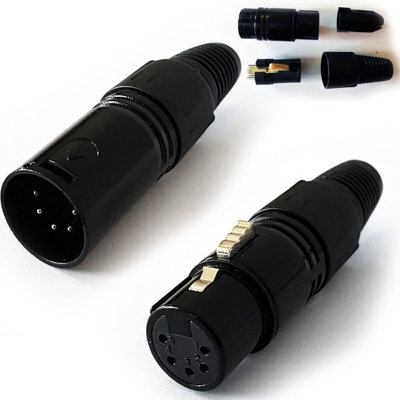 Xlr 5 Pin Male Plug & Female Socket Dmx Connectors Solder For Lighting Cable from B&Q