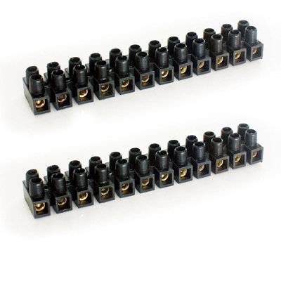 B&Q 10X 12 Way 10A Terminal Block Connector Strip Wire Power Cable Joiner Coupler Black
