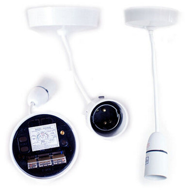  - 6" Flex Cable White Ceiling Rose Pendant Light Lamp Shade Holder Lampholder