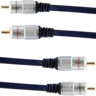  - Pro 10M Twin Dual 2 Rca Male To Plug Interconnect Cable Lead Audio Phono Amp