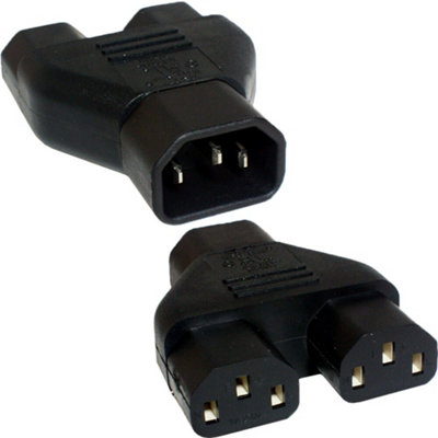 Iec Y Splitter Mains Power Adapter 10A 240V 1X C14 Male To 2X C13 Female Way from B&Q