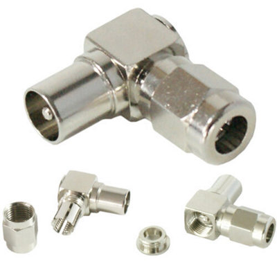B&Q Right Angled Tv Aerial Male Connector 90 Degree Rf Coaxial Plug Adapter