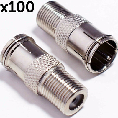  - Qty 100 Quick Fit F Connector Male Plug To Female Adapter Push On Rf Coaxial