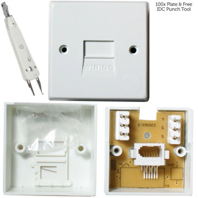 100X Bt Extension Telephone Wall Socket Idc  Secondary Outlet Plate 1/3A from B&Q