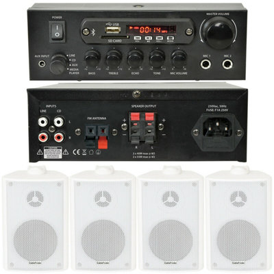 B&Q -  Bar Restaurant Bluetooth Wall Speaker System Background Music Wireless Amp Kit