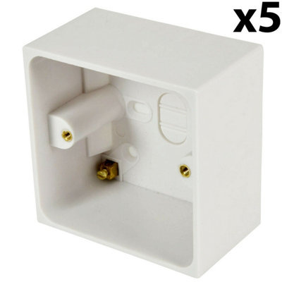  - 5X 47mm Deep Single Plastic Surface Mounted Av Hdmi Back Box 1 Gang Wall Outlet