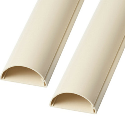 2X 1M (2M) 50mm X 25mm Magnolia Scart / Data Cable Trunking Conduit Cover Av from B&Q