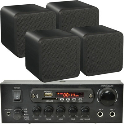 Loops 110W Bluetooth Amplifier & 4X 80W Black Speakers Background Wireless Hifi Kit from B&Q