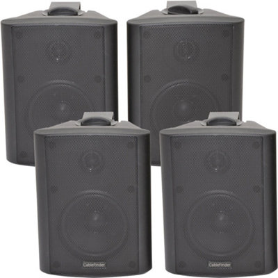Loops 4X 4" 2 Way Stereo Speakers 70W 8Ohm Wall Mounted Background Music Hi Fi Black