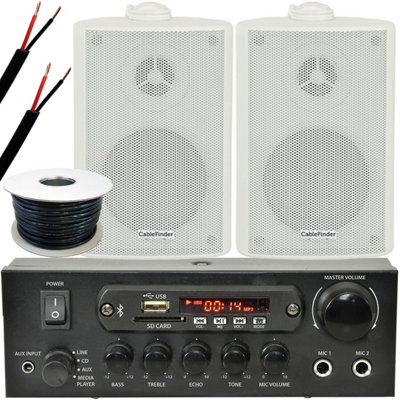 Loops Unisex White Outdoor Bluetooth Speaker Kit 2X Karaoke Stereo Amp Garden Bbq Parties Size 2 - Image 3