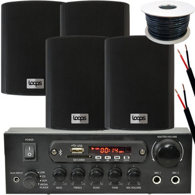 Loops Unisex Black Outdoor Bluetooth Speaker Kit 4X Karaoke Stereo Amp Garden Bbq Parties Size 1 - Image 3