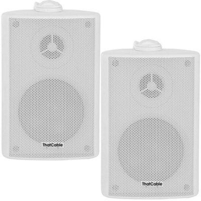 B&Q -  (Pair) 2X 3" 60W White Outdoor Rated Speakers Wall Mounted Hifi 8Ohm & 100V