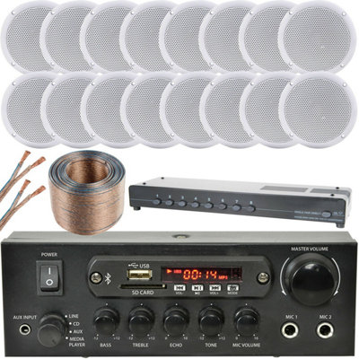 B&Q -  16X Ceiling Speaker Bluetooth Background Music System Shop Restaurant Kitchen