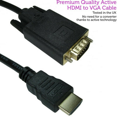 B&Q 1.8M Active Hdmi To Vga Monitor Converter Cable Male Pc Tv Hd Video Adapter Lead