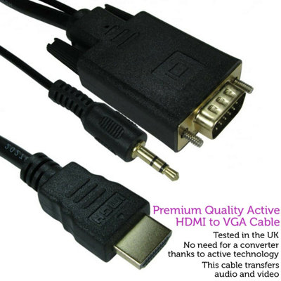  - 1.8M Hdmi To Vga & 3.5mm Monitor Converter Cable Male Pc Tv Audio Video Adapter