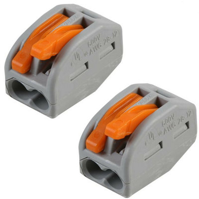  - 2X 2 Way Wago Connector 32A Electrical Lever Terminal Block Push Fit Junction