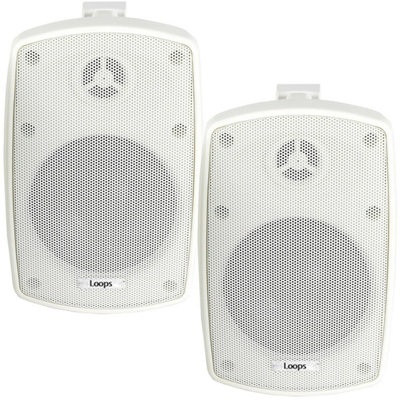 Loops 2X 4" 60W White Outdoor Rated Speakers 8 Ohm Weatherproof Wall Mounted Hifi from B&Q