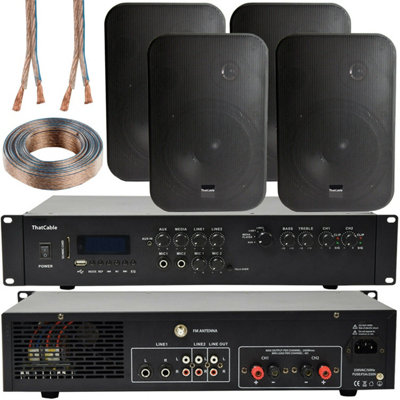 Loops 400W Bluetooth Sound System 4X Black 200W Wall Speaker Channel Hifi Amplifier from B&Q