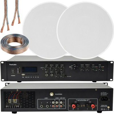 Loops 400W Bluetooth Sound System 2X 6.5 Slim Ceiling Speaker Channel Hifi Amplifier from B&Q