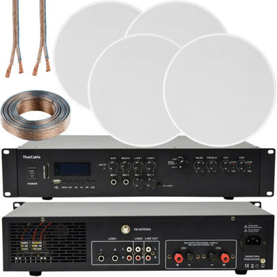 Loops 400W Bluetooth Sound System 4X 6.5 Slim Ceiling Speaker Channel Hifi Amplifier from B&Q