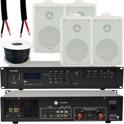 B&Q -  400W Loud Outdoor Bluetooth System 4X White Speaker Weatherproof Garden Music