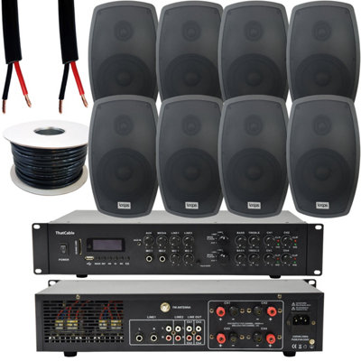 B&Q -  800W Loud Outdoor Bluetooth System 8X 140W Black Speaker Weatherproof Garden Music