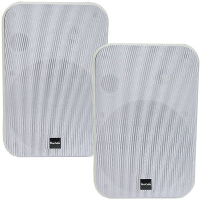 B&Q -  2X 6.5" 200W Moisture Resistant Stereo Loud Speakers 8Ohm White Wall Mounted