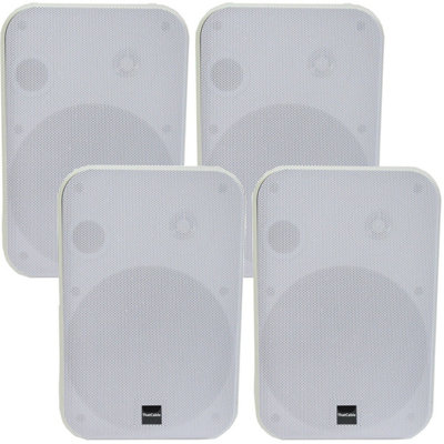 B&Q -  4X 6.5" 200W Moisture Resistant Stereo Loud Speakers 8Ohm White Wall Mounted
