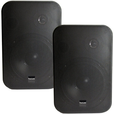 Loops 2X 6.5" 200W Moisture Resistant Stereo Loud Speakers 8Ohm Black Wall Mounted from B&Q